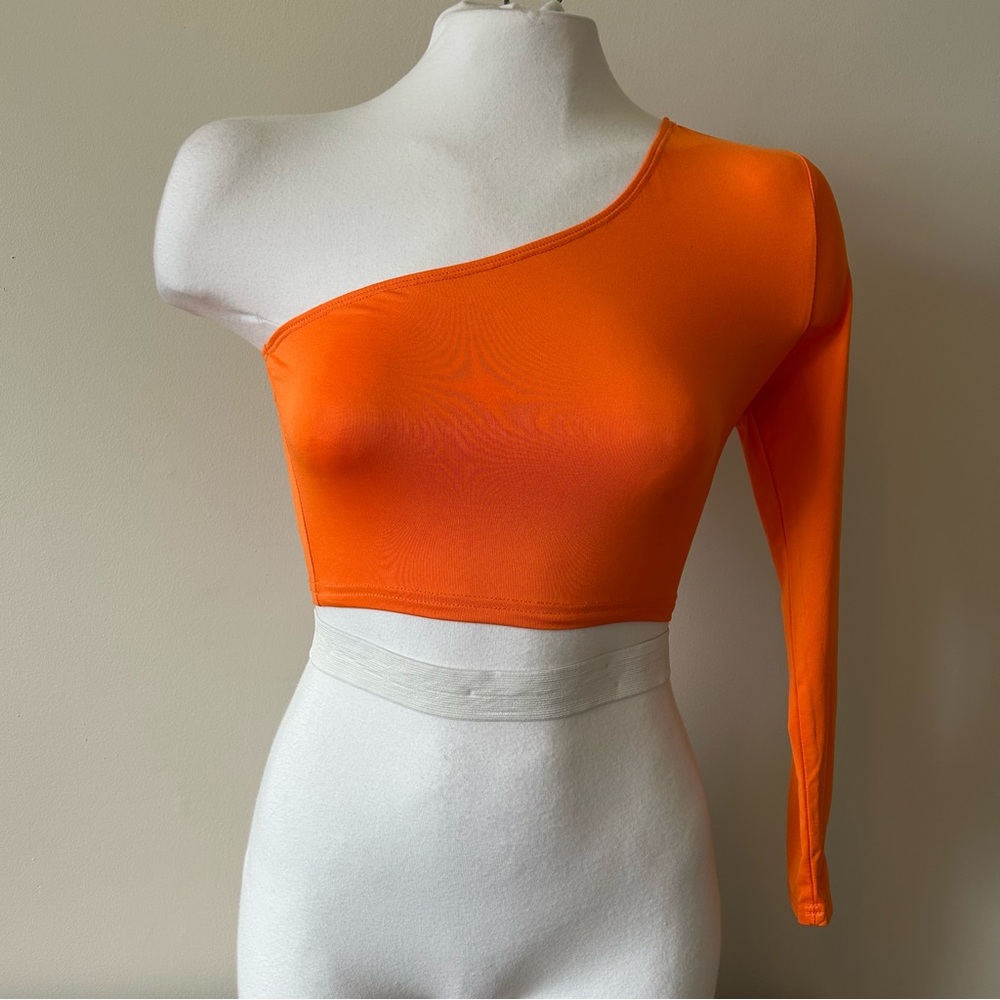SHEIN Vibrant Orange One-Shoulder Bodysuit